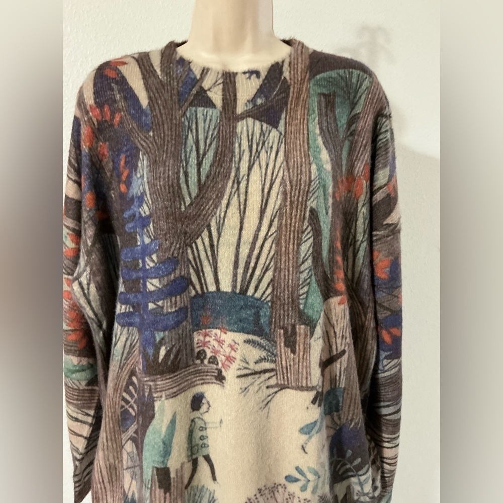 EUC Togputel Multicolor Forest Print Sweater Large - Picture 3 of 9